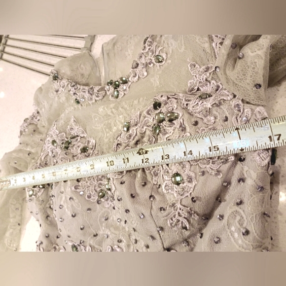 Long Sleeve Formal Lace Maxi Long Sleeve, Clear Jewels, Beads,Sequin, Pleated, 8 - Picture 16 of 16